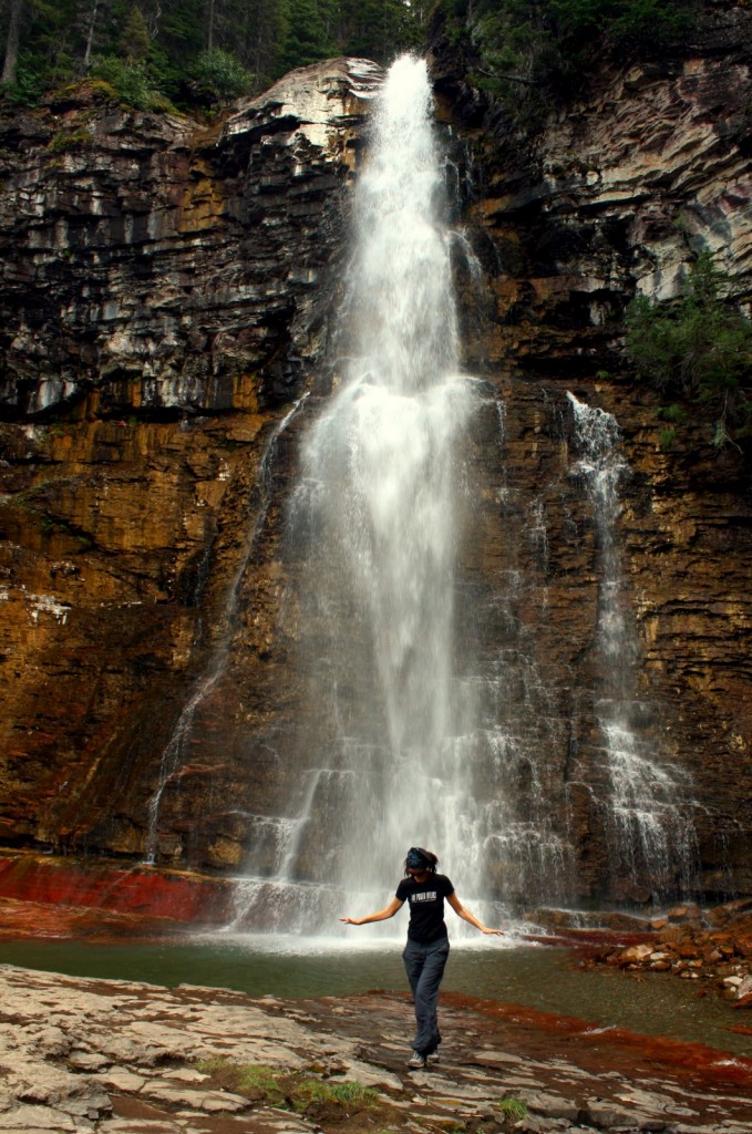 Leigh keeping her balance under Virginia Falls