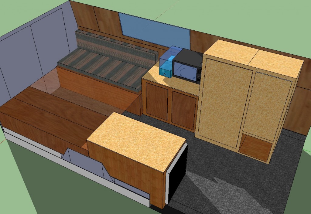 Version 1.0 (1989-2010) - 2 bench seats in the rear folded out to a large bed. A massive waste of space...