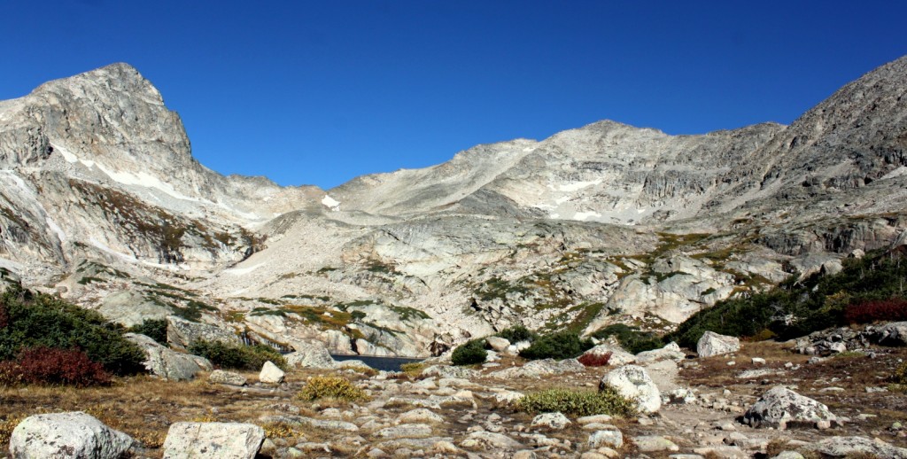 First view of Blue Lake with still a few more feet to climb