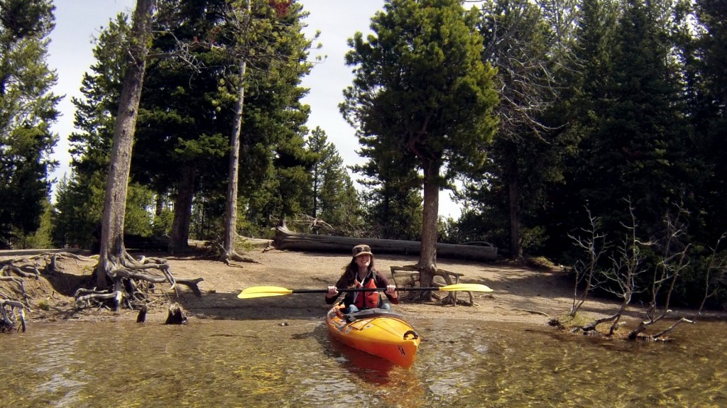 Kerri, "scoonching" into String Lake