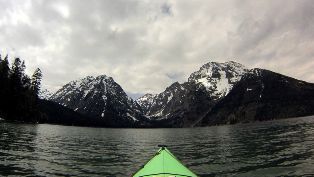 Our destination, between Mt Moran (right) and Mt Woodring (left)